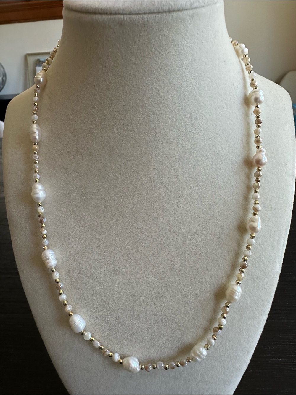 Handmade Dainty Freshwater Pearl Shell Boho Beach Necklace | Coastal Summer Gift